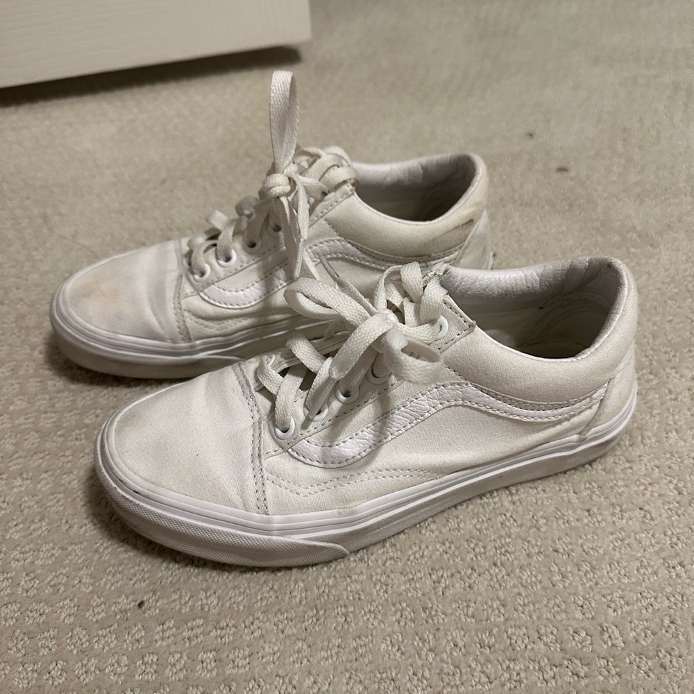 old school white lace up vans